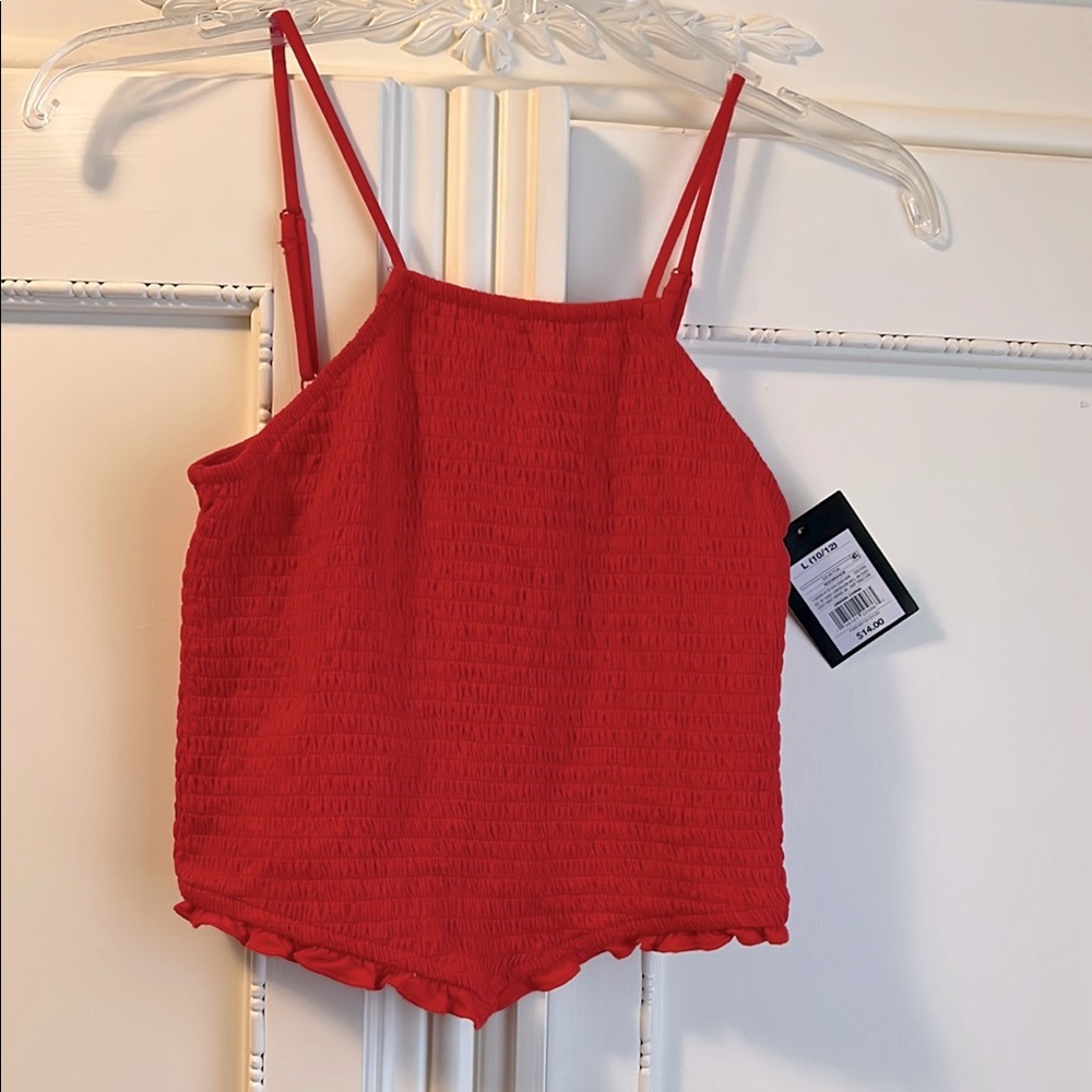 Art Class Red Smocked Tank Top Size Junior Large 10-12 Women Medium